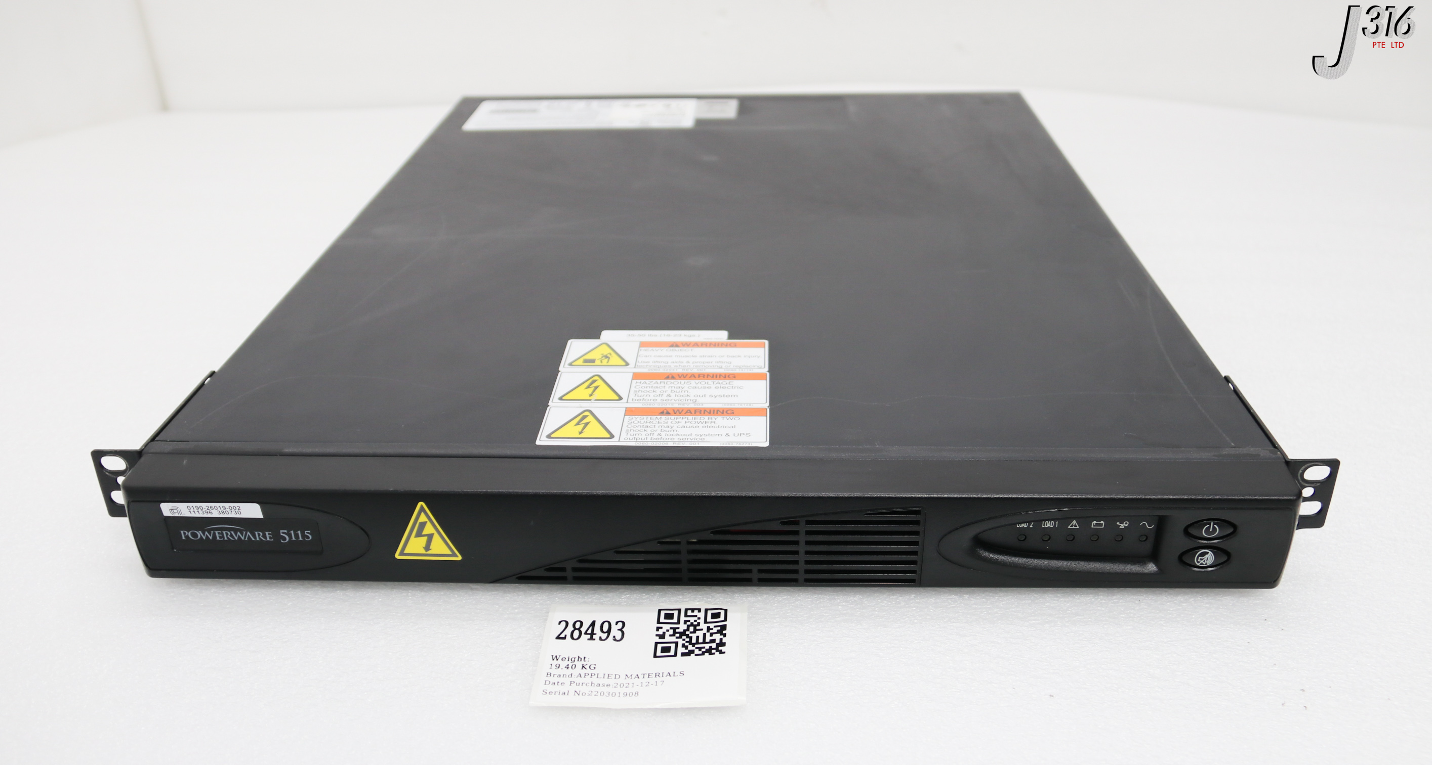 28493 APPLIED MATERIALS EATON RACKMOUNT UPS, PW5115 I500I RM BLK